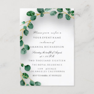 Invitation Eucalyptus Vert Mariage Blanc Douce 16e