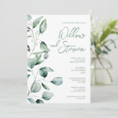 Invitation Eucalyptus Vert Mariage botanique rustique (Debout devant)