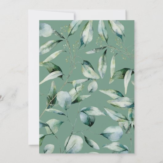 Invitation Eucalyptus Vert Mariage botanique rustique (Dos)