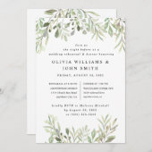 Invitation Eucalyptus Vert Mariage simple (Devant / Derrière)