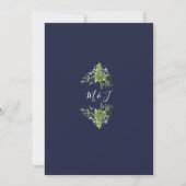 Invitation Eucalyptus Vert Marine Mariage Monogramme bleu mar (Dos)