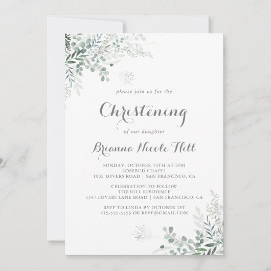 Invitation Eucalyptus vert minimaliste (Devant)