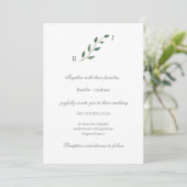Invitation Eucalyptus Vert minimaliste gris blanc Mariage (Debout devant)