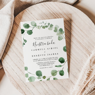 Invitation Eucalyptus vert minimaliste Nuestra Boda Mariage