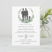 Invitation Eucalyptus Vert minimaliste Salles Mariages gays (Debout devant)