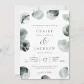 Invitation Eucalyptus vert muet Ampersand Mariage moderne (Devant)