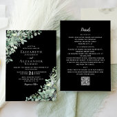 Invitation Eucalyptus Vert Noir Tout en un Mariage