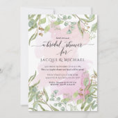 Invitation Eucalyptus vert nuptiale moderne couleur d'eau viv (Devant)