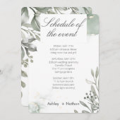 Invitation Eucalyptus vert & or aquarelle Mariage (Devant / Derrière)