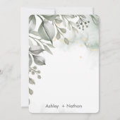 Invitation Eucalyptus vert & or aquarelle Mariage (Dos)