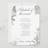 Invitation Eucalyptus vert & or aquarelle Mariage (Devant)
