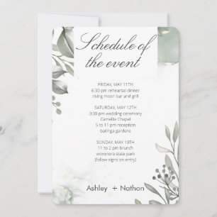 Invitation Eucalyptus vert & or aquarelle Mariage