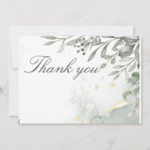 Invitation Eucalyptus vert & or aquarelle Mariage (Dos)