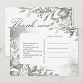 Invitation Eucalyptus vert & or aquarelle Mariage (Devant / Derrière)