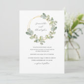 Invitation Eucalyptus Vert & Or Aquarelle Mariage de couronne (Debout devant)