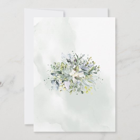 Invitation Eucalyptus vert poussière d'aquarelle de la poussi (Dos)