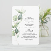 Invitation Eucalyptus vert QR Code tout en un Mariage (Debout devant)