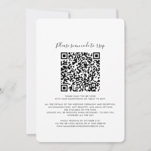 Invitation Eucalyptus vert QR Code tout en un Mariage (Dos)