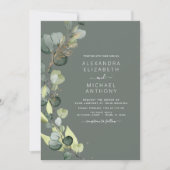 Invitation Eucalyptus Vert Sage Vert Élégant Mariage (Devant)