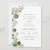 Invitation Eucalyptus Vert Sage Vert Mariage or (Devant)