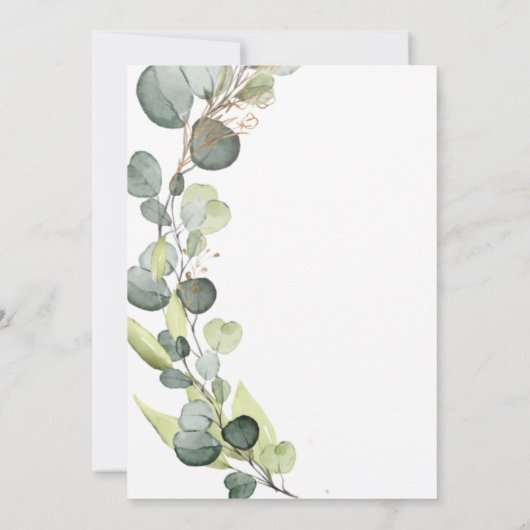 Invitation Eucalyptus Vert Sage Vert Mariage or (Dos)