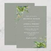 Invitation Eucalyptus Vert Sage Vert Monogramme Mariage (Devant / Derrière)
