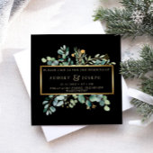 Invitation Eucalyptus vert sur noir | Mariage de Noël