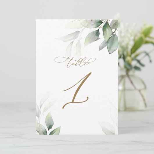 Invitation Eucalyptus Vert Tableau 1 Mariage Numéro de tablea (Debout devant)