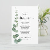 Invitation Eucalyptus vert Tableau Numéro 13 Tableau de siège (Debout devant)