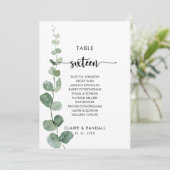 Invitation Eucalyptus vert Tableau Numéro 16 Tableau de siège (Debout devant)