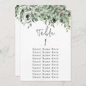 Invitation Eucalyptus Vert Tableau Numéro 1 Tableau de siège (Devant / Derrière)