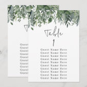 Invitation Eucalyptus Vert Tableau Numéro 1 Tableau de siège (Devant / Derrière)
