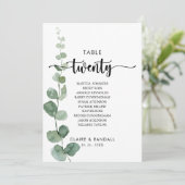 Invitation Eucalyptus vert Tableau Numéro 20 Tableau de siège (Debout devant)