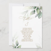 Invitation Eucalyptus Vert Tableau Numéro 8 Tableau de siège (Dos)