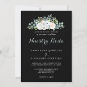 Invitation Eucalyptus vert tropical Mariage espagnol noir (Devant)