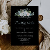 Invitation Eucalyptus vert tropical Mariage espagnol noir