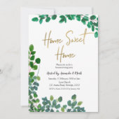 Invitation Eucalyptus vertes Wreath Houseécher Party (Devant)