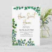 Invitation Eucalyptus vertes Wreath Houseécher Party (Debout devant)