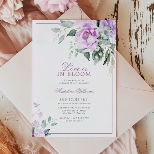 Invitation Eucalyptus Violet Fleurs L'amour est en fleurs Dou