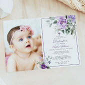 Invitation Eucalyptus Violet Fleurs Photo Girl Dedication