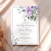 Invitation Eucalyptus Violet Première Communion Sainte Invita