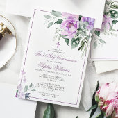 Invitation Eucalyptus Violet Première Communion Sainte Invita