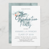 Invitation Eucalyptus | Watercolor Greenery Graduation (Devant / Derrière)