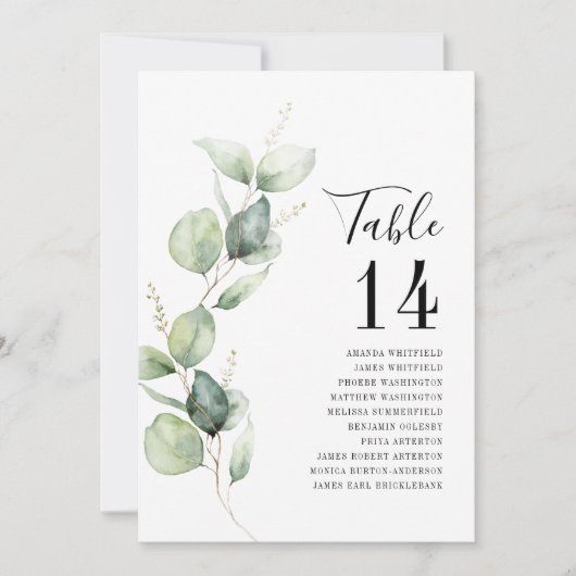 Invitation Eucalyptus Watercolor Table Number Wedding Seating (Devant)