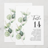 Invitation Eucalyptus Watercolor Table Number Wedding Seating (Devant / Derrière)