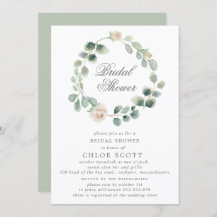 Invitation Eucalyptus White Floral Wreath Fête des mariées