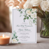 Invitation Eucalyptus White Première Sainte Communion Invitat