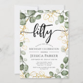 Invitation Eucalyptus Wreath 50e fête d'anniversaire (Devant)