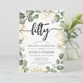 Invitation Eucalyptus Wreath 50e fête d'anniversaire (Debout devant)