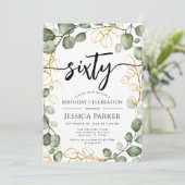 Invitation Eucalyptus Wreath 60e fête d'anniversaire (Debout devant)